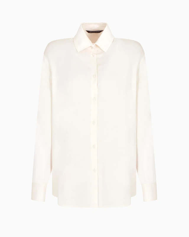 Armani Exchange Women's Arte Sella, Metal Logo Plate, Satin Effect, Regular fit, White, XS, ISO, XS