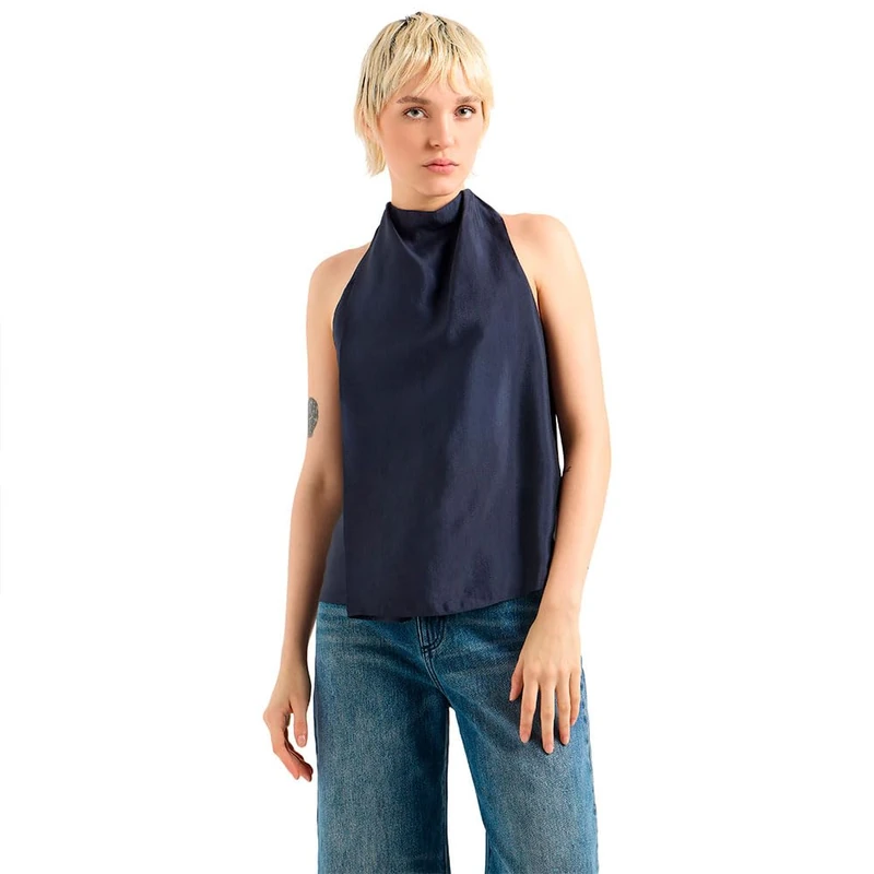 Armani Exchange Women's Blue Edition, Flared Fit, Logo Patch, Regular Fit, Blue, L, Blue, Large