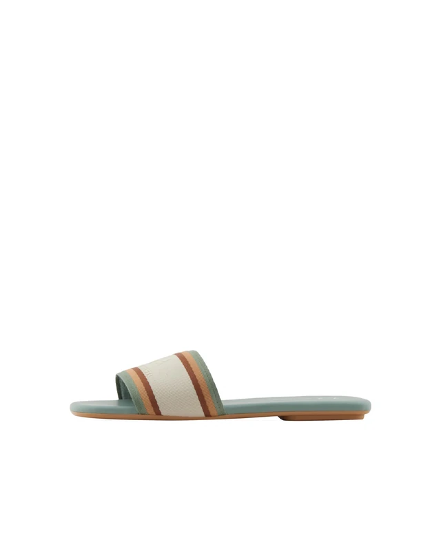 Armani Exchange Women's Thin, Striped, Front Logo Flat Sandal, Green, 8 UK - Image 1