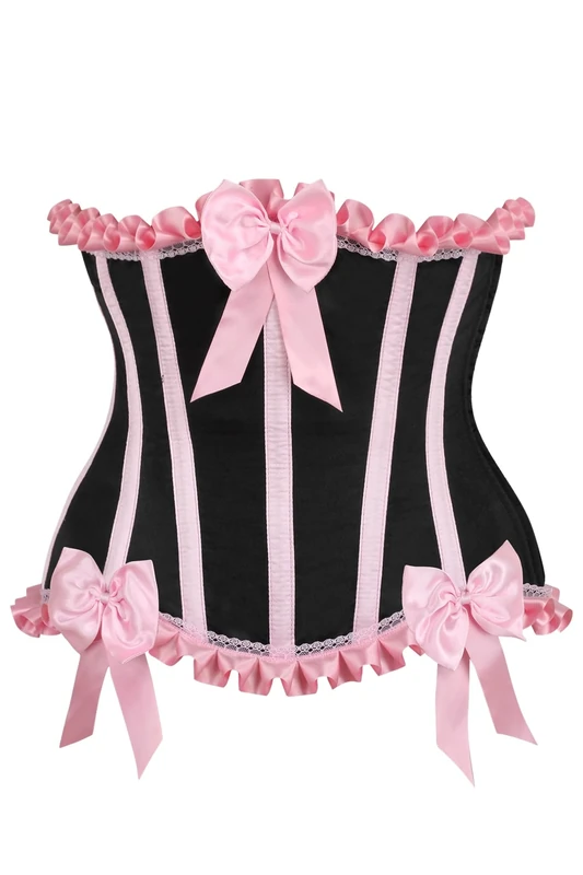 Daisy corsets Womens Top Drawer Black/Pink Steel Boned Burlesque Underbust Corset Waist Cincher, Black/Pink, XS