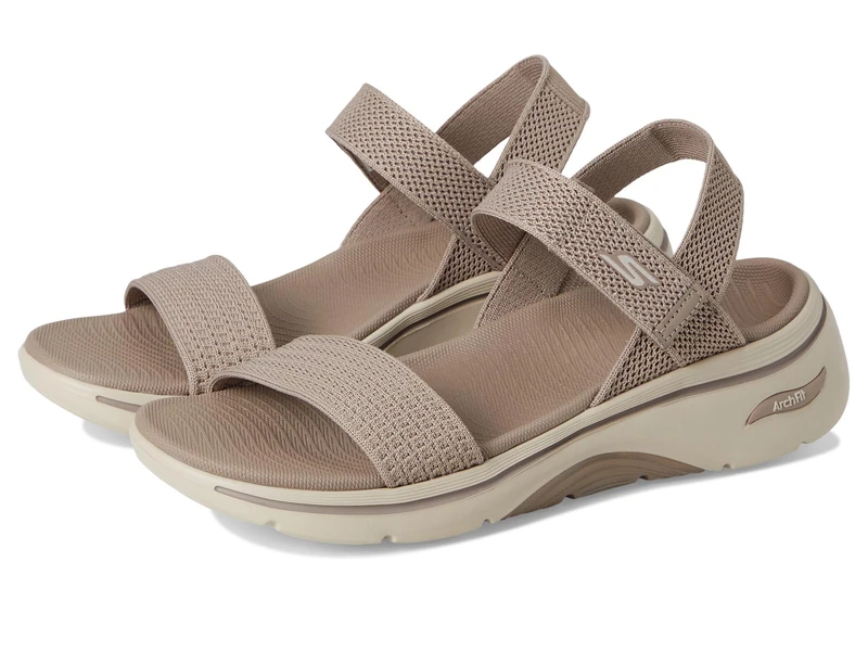 Skechers Women's Go Walk Arch Fit 2.0 Sandal Annie Sandals, Taupe Textile, 6 UK