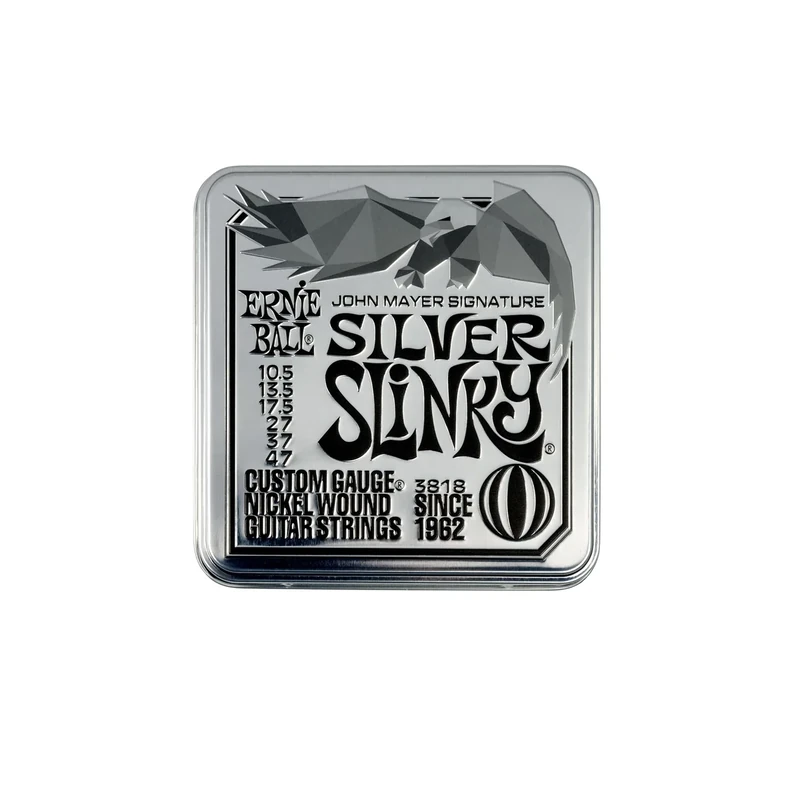 Ernie Ball John Mayer Silver Slinky Nickel Wound Electric Guitar Strings 3 Pack Tin 10.5-47 Gauge