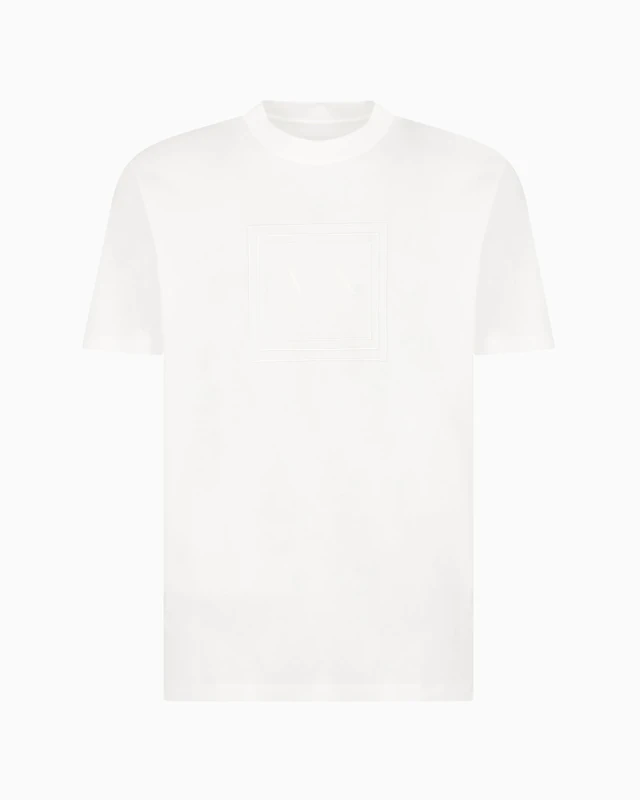 Armani Exchange Men's Limited Blue Edition Box Logo Tee T-Shirt, Off White, XXL