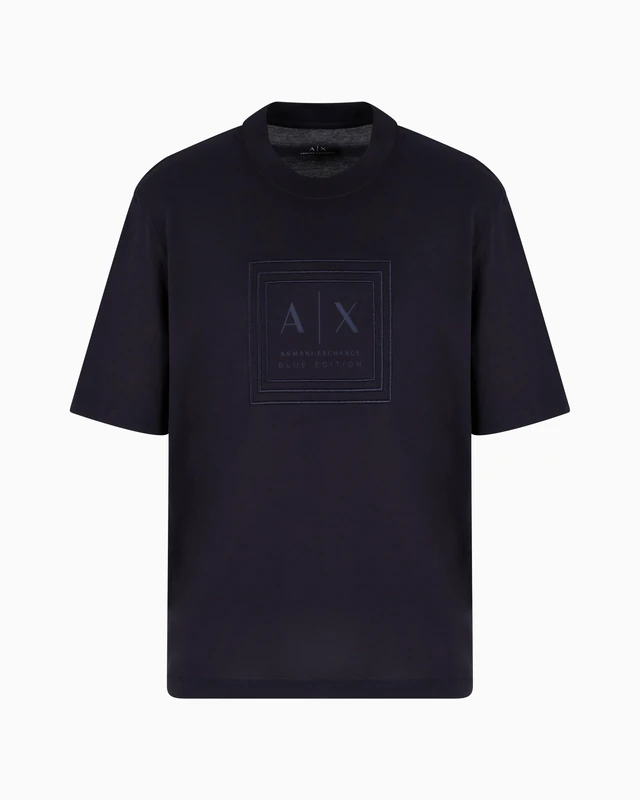 Armani Exchange Men's Blue Edition, Embroidered and Printed Logo, Regular Fit, Blue, XS, deep Navy, XS