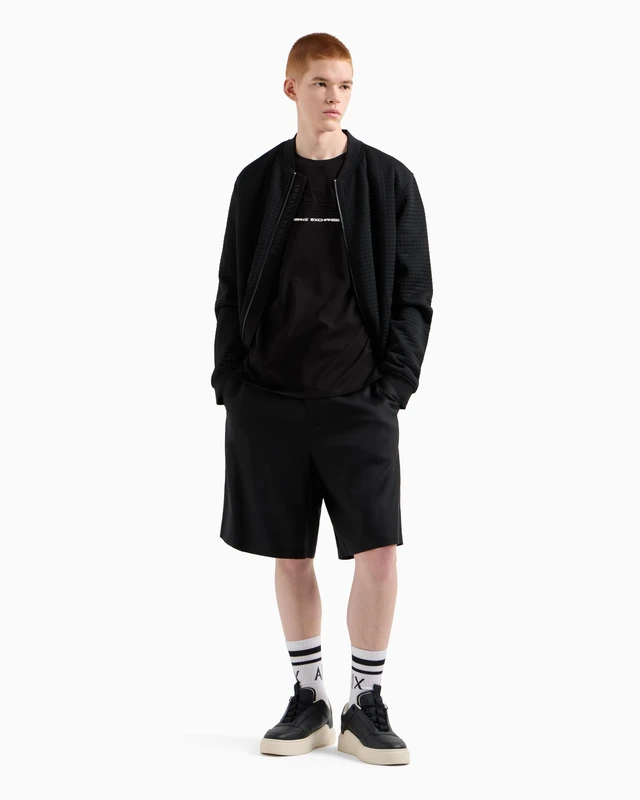 Armani Exchange Men's Utility Edge, Sustainable, Embossed and HD Logo, Regular Fit, Black, XS, Black, XS