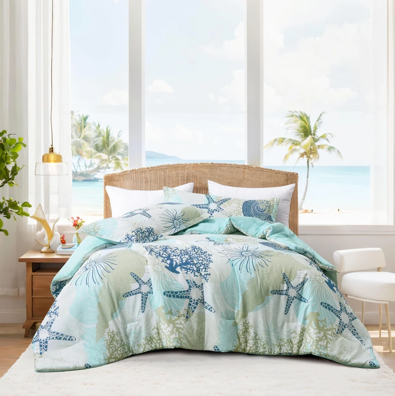 Tritard Comforter Bedding Set King Size with Pillow Shams for All Season, C6