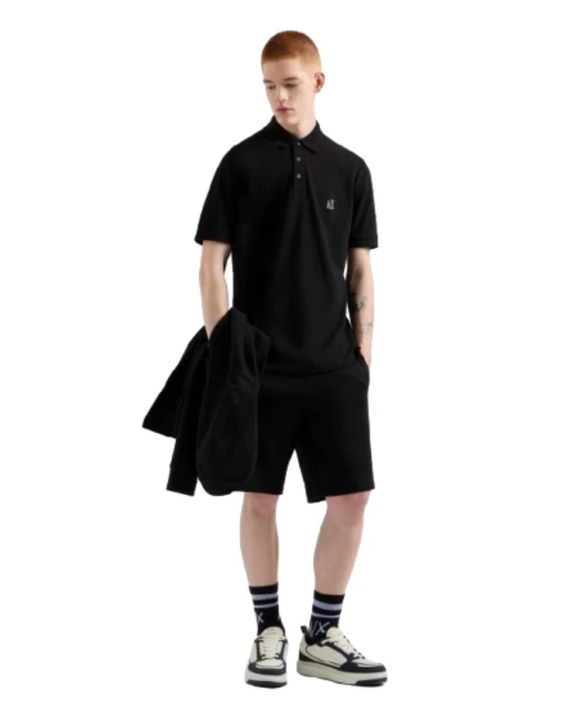 Armani Exchange Men's Icon Project, Embroidered Logo, Polo Shirt, Black, XL