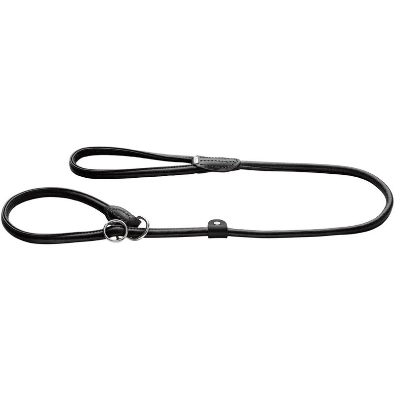 HUNTER Retriever Lead Round & Soft Canadian UP Colour: Black, Soft Leather, Hand Strap, Stop Ring, Rounded, Sustainable, Made in Germany, Size: 10/120