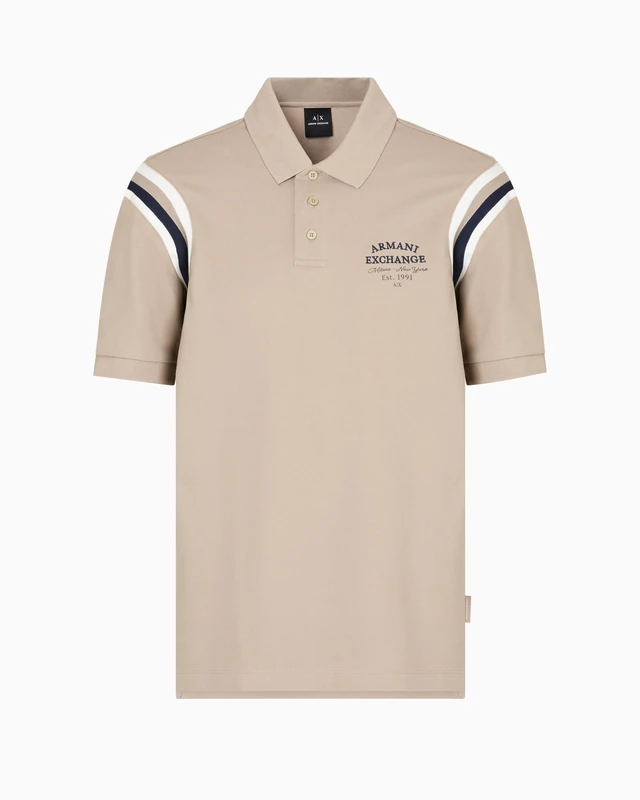 Armani Exchange Men's Retro Armani Branded Polo Shirt, Roasted Cashew, L