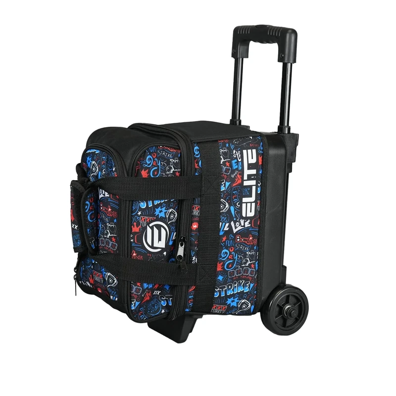 ELITE Basic Single Roller Aqua Bowling Bag - Compact, Sturdy Design, Fits Size 10.5 Shoes (Bowling Graffiti)