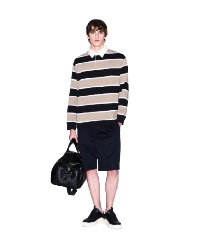 Armani Exchange Men's Utility Edge, Colour Contrast Stripes, Embroidered Logo, Regular Fit, Multicoloured, XS, Roasted/Deep Navy, XS