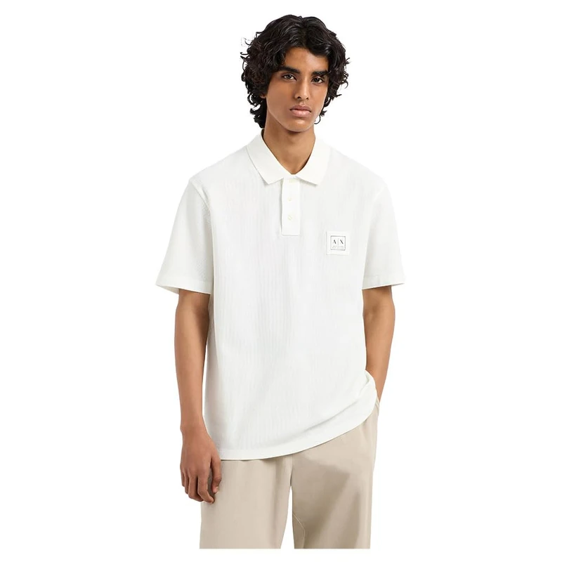 Armani Exchange Men's Blue Edition, Logo Patch, Regular Fit, White, XL, Off White, XL