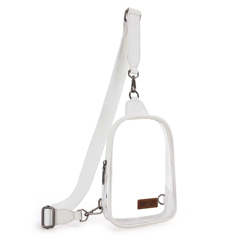 Wrangler Crossbody Clear Sling Bags for Women Stadium Approved Cross Body Purse for Sports Events Concerts, White