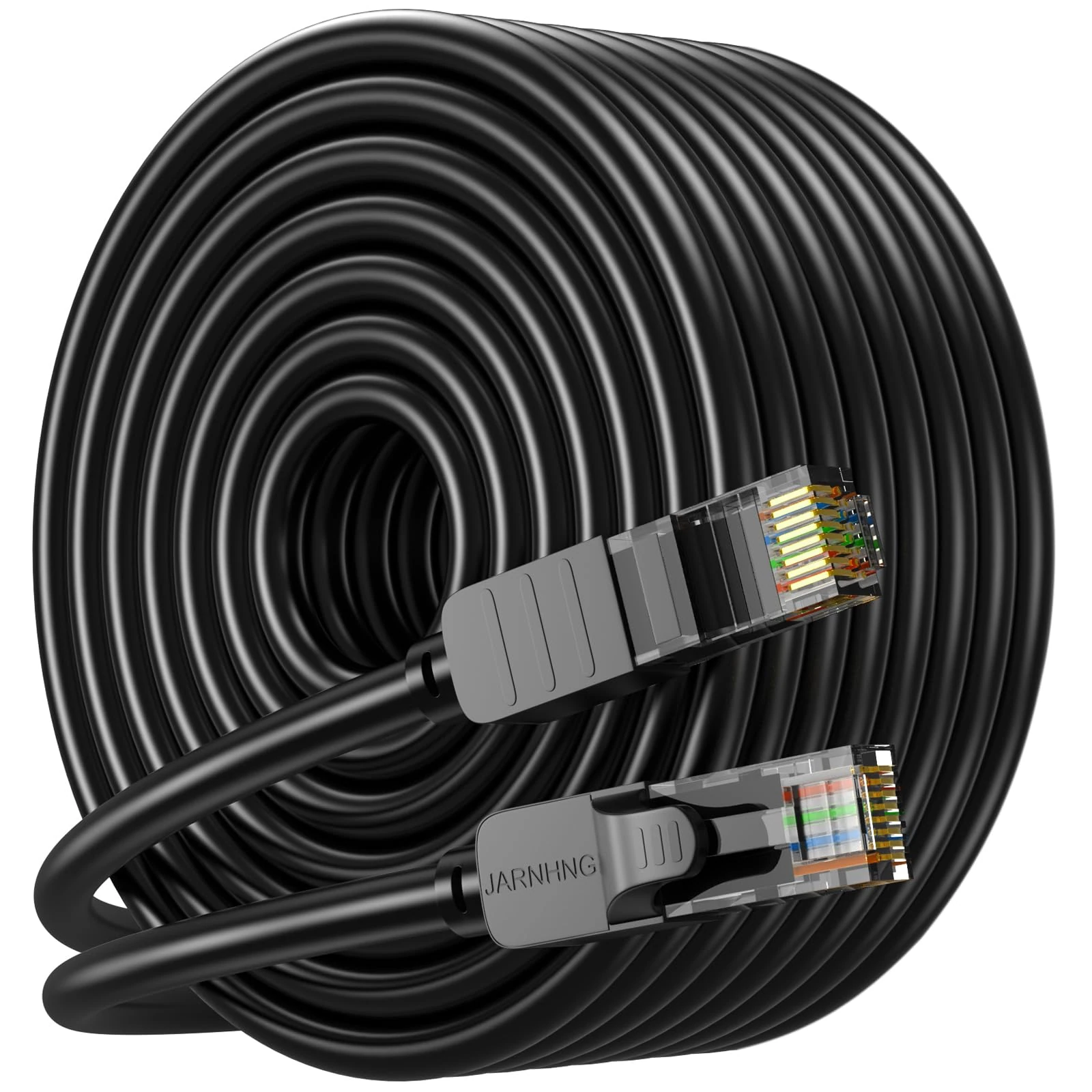 JARNHNG Cat 6 Ethernet Cable 100 ft, Indoor/Outdoor High Speed 10Gbps Internet Cable, Black RJ45 LAN Patch Cables, Ethernet Cord Suitable for Games, Computers, Televisions, Routers, Printers