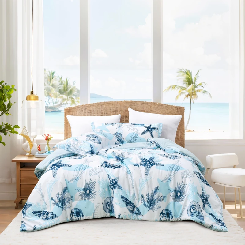Tritard Comforter Bedding Set King Size with Pillow Shams for All Season, C7