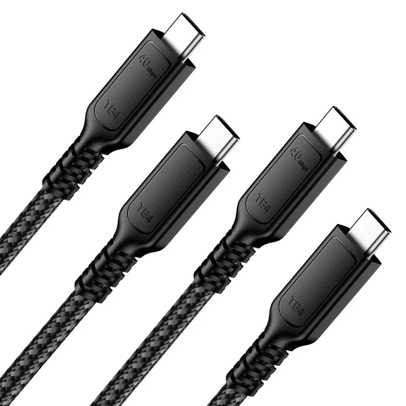 ConnBull 2Pack Thunderbolt 4 Cable 40Gbps High Speed USB C Cord Supports 240W Fast Charing and 8K@60Hz/ 4K@144Hz Display Compatible with Thunderbolt 3/USB 4 Macbook, iPad, and More 1M