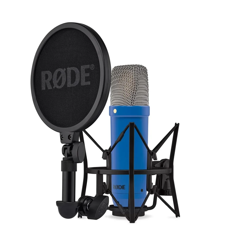 RØDE NT1 Signature Series Large-diaphragm Condenser Microphone with Shock Mount, Pop Filter and XLR Cable for Music Production, Vocal Recording, Streaming and Podcasting (Cobalt)