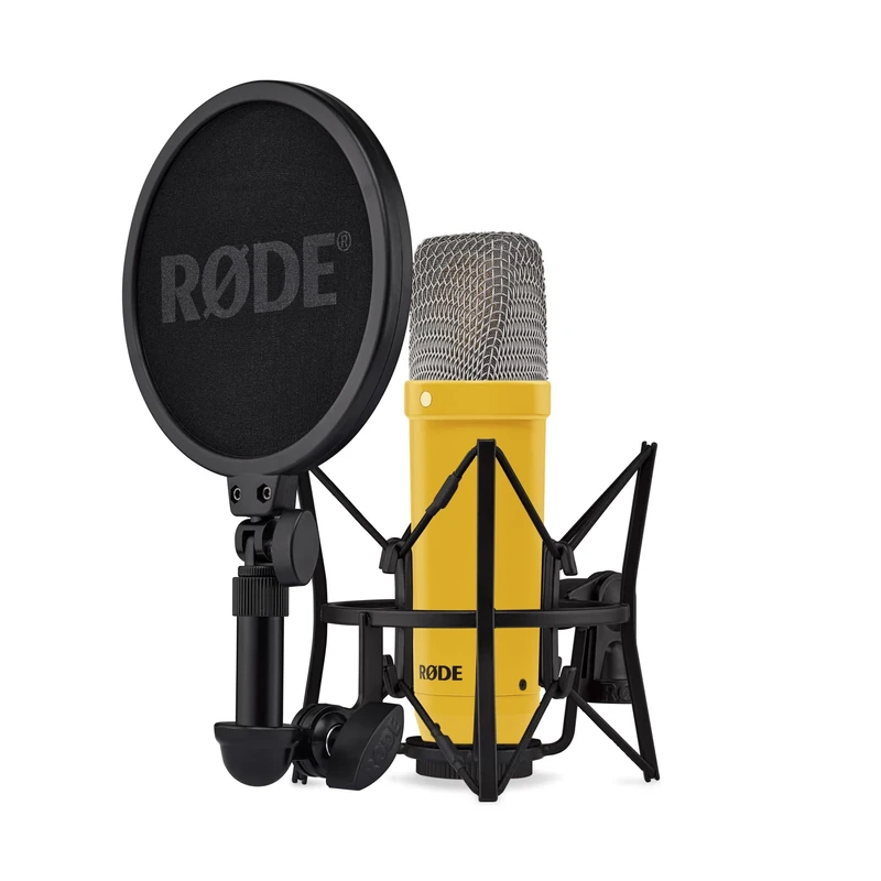 RØDE NT1 Signature Series Large-diaphragm Condenser Microphone with Shock Mount, Pop Filter and XLR Cable for Music Production, Vocal Recording, Streaming and Podcasting (Yellow)