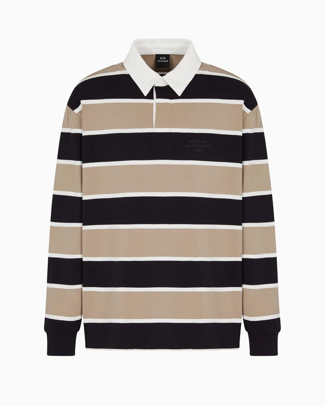 Armani Exchange Men's Utility Edge, Colour Contrast Stripes, Embroidered Logo, Regular Fit, Multicoloured, L, Roasted/Deep Navy, L