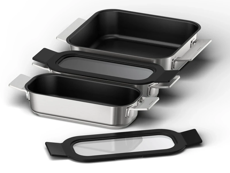 Bosch - Set of 3 FlexInduction Containers, Suitable for PerfectFry Plus, Cast Iron, HEZ9FF030