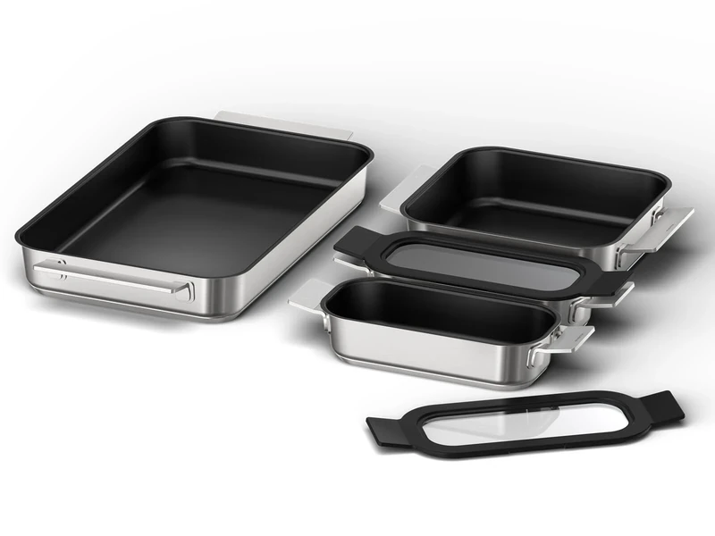 Bosch - Set of 4 FlexInduction Containers, Suitable for PerfectFry Plus, Cast Iron, HEZ9FF040