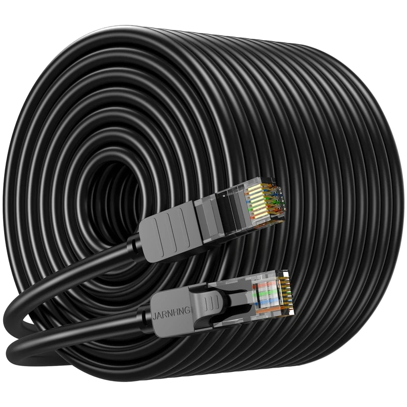 JARNHNG Cat 6 Ethernet Cable 250 ft, Indoor/Outdoor High Speed 10Gbps Internet Cable, Black RJ45 LAN Patch Cables, Ethernet Cord Suitable for Games, Computers, Televisions, Routers, Printers