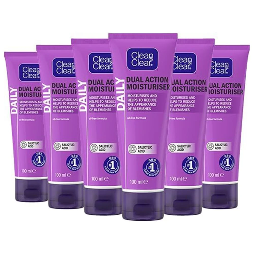 Clean & Clear Dual Action Moisturiser, 100ml (Pack of 6)