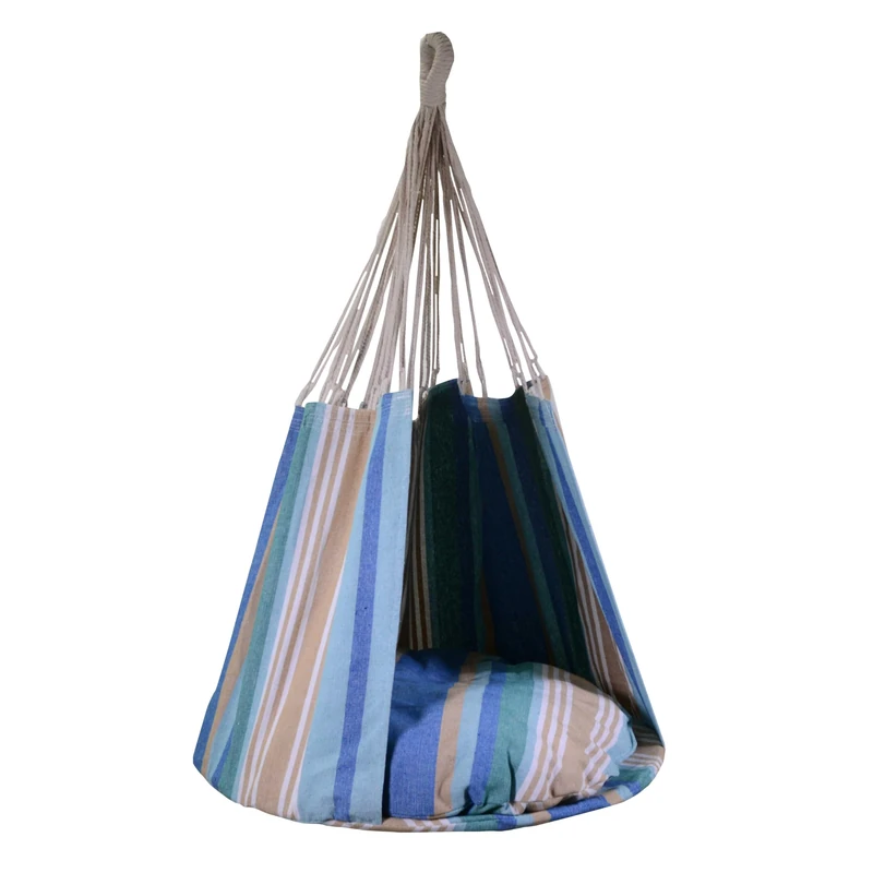 Vacchetti Rocking chair in teal green striped fabric ø80x120 cm - Image 1