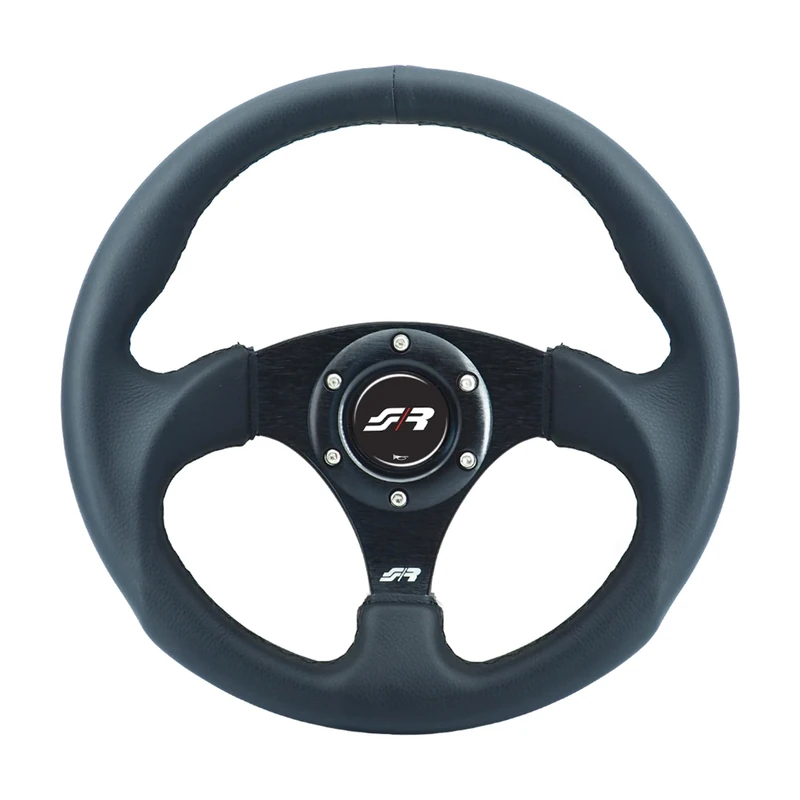 Simoni Racing Universal Steering Wheel 'Rolle' - Black Ecoleather - Diameter 300mm
