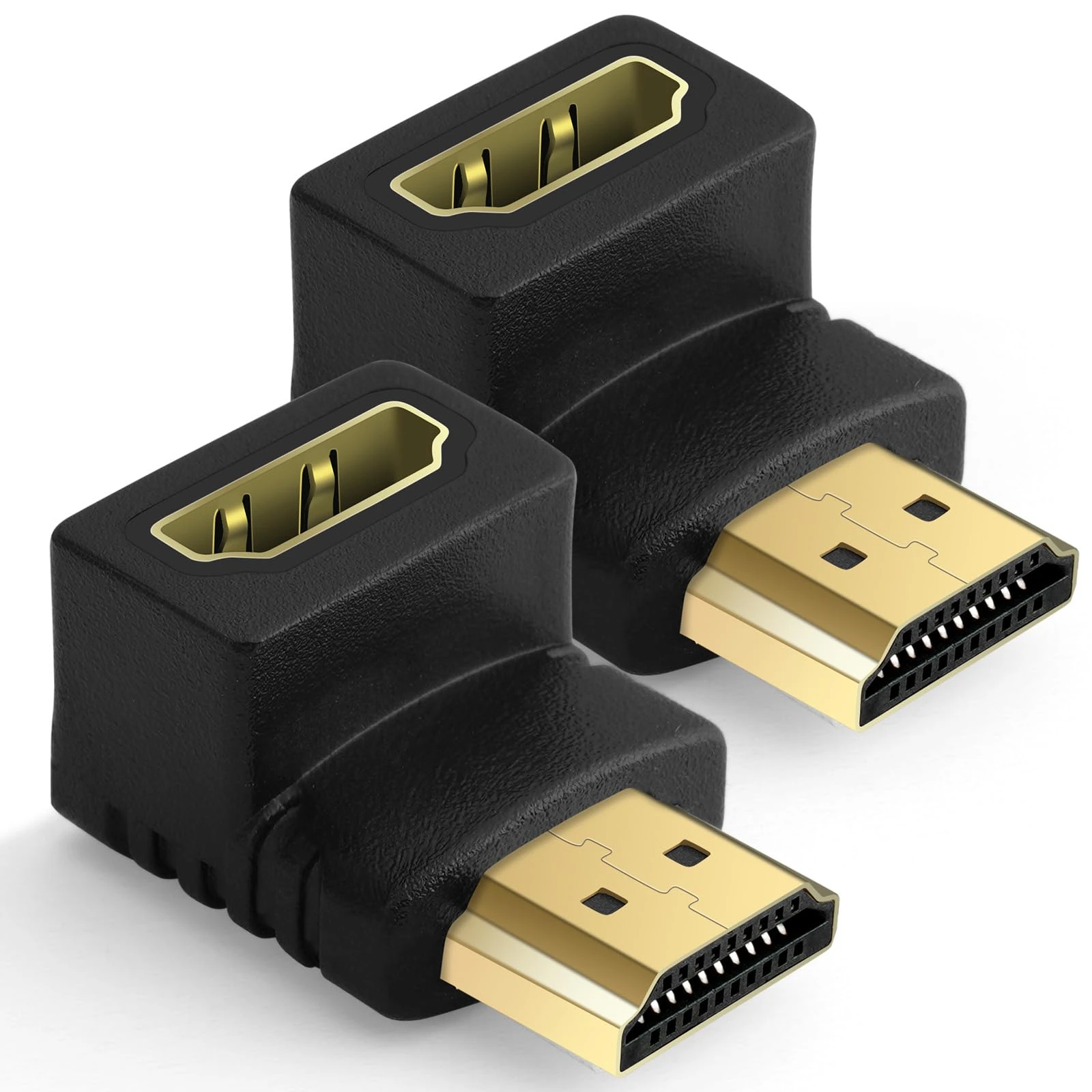 AXFEE 2PCS Right Angle HDMI Adapter, 90 Degree Male to Female HDMI Connector, Supports 4K & 3D, TV, Projector, Monitor, Laptop
