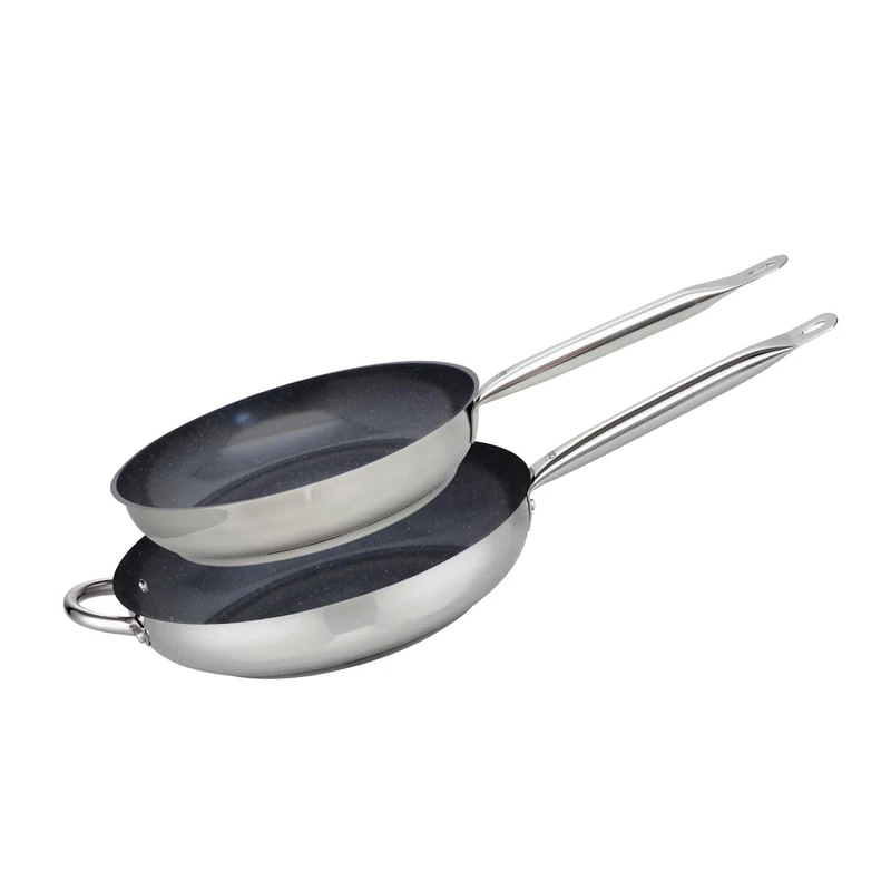 Elo 9804750 Set of 2 Stainless Steel Frying Pans 18/10, Induction Frying Pan, Frying Pan, Stainless Steel Frying Pan, All Hob Frying Pans, 28 cm and 32 cm, Stainless Steel, 32 x 6 cm