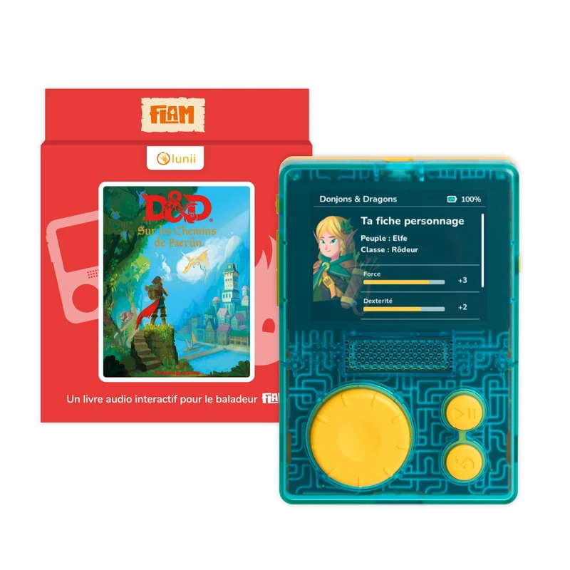 Lunii - FLAM Play D&D (Dungeons and Dragons-Hasbro) Walkman Set - for Children from 7 to 11 Years-2 Interactive Audiobooks Included - Storybox made in France, 3760361141886