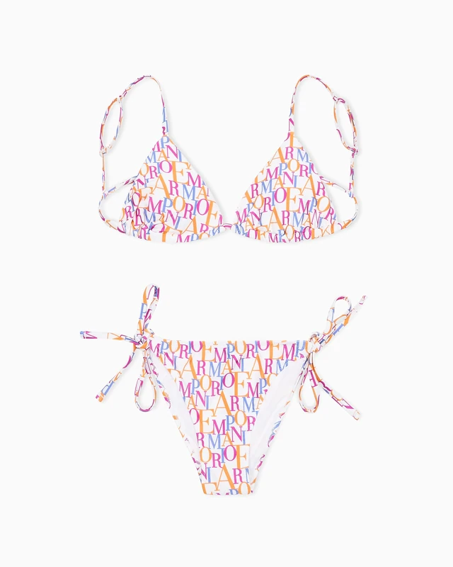Emporio Armani Woman Logomania Triangle Bikini White M
