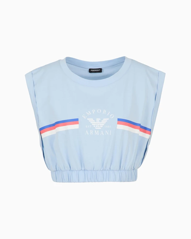 EMPORIO ARMANI Woman Logo Band Crop Top Blue M