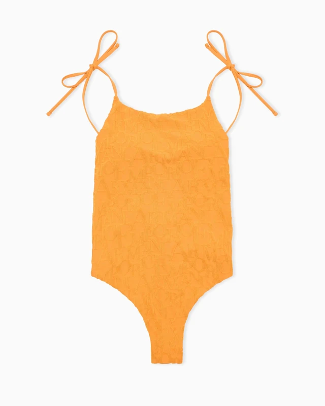 Emporio Armani Woman 3D Bold Logo One Piece Swimsuit Orange M