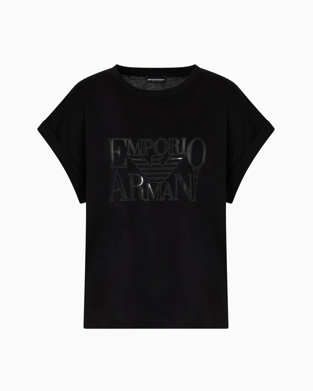 Emporio Armani Woman Jersey Devore Round-Neck T-Shirt Black M