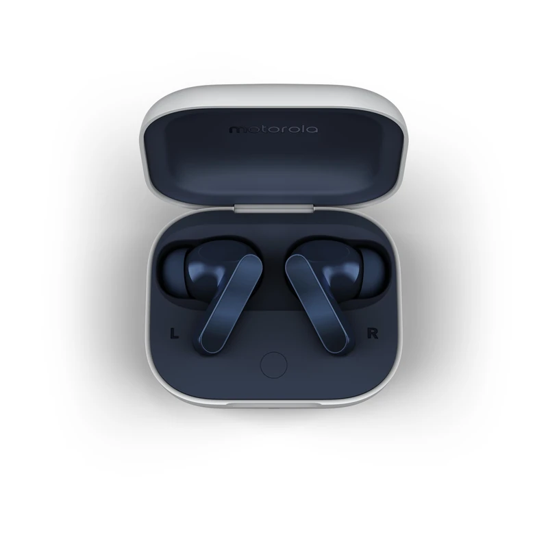 Motorola Moto Buds, Wireless Earphones, Immersive Sound with Dolby Atmos, Noise Reduction, 42 Hours Battery Life, 3 Microphones, Navy [French Version]