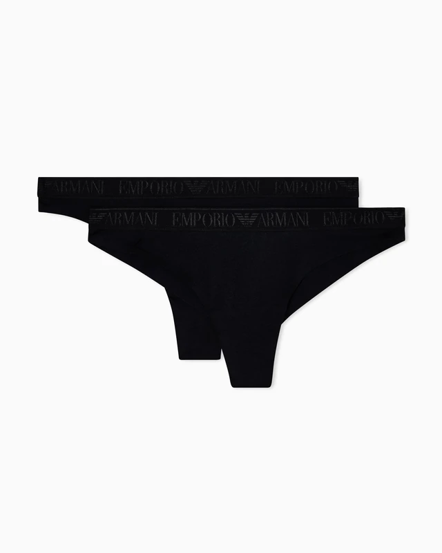 Emporio Armani Woman's Iconic Microfiber 2-Pack Brazilian Black S