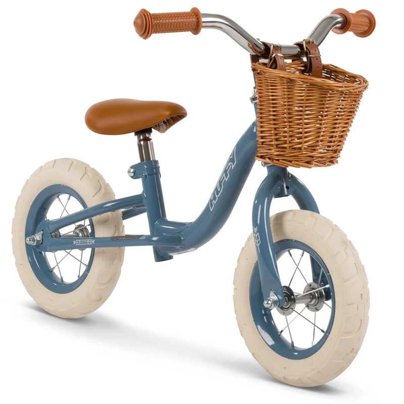 Huffy Kids Balance Bike, 10" Wheels, Adjustable Seat and Handlebars, Basket for Ages 2+ Blue or Green (Blue)