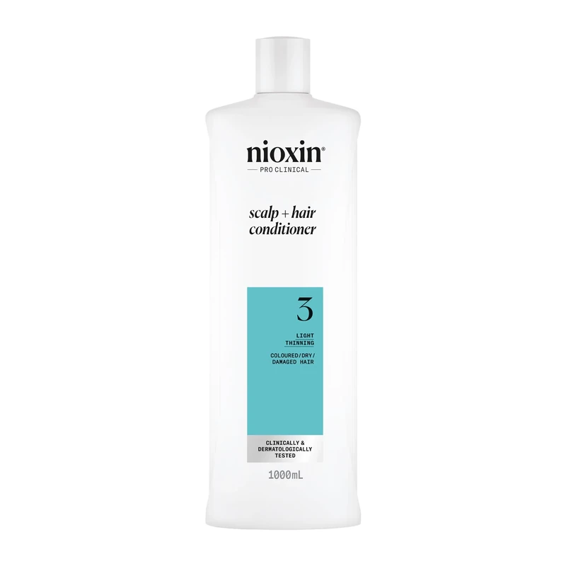 Nioxin System 3 Scalp + Hair Conditioner - Hair Thickening Conditioner for Coloured, Dry and Damaged Hair with Light Thinning - with Biotin & Niacinamide, 1L