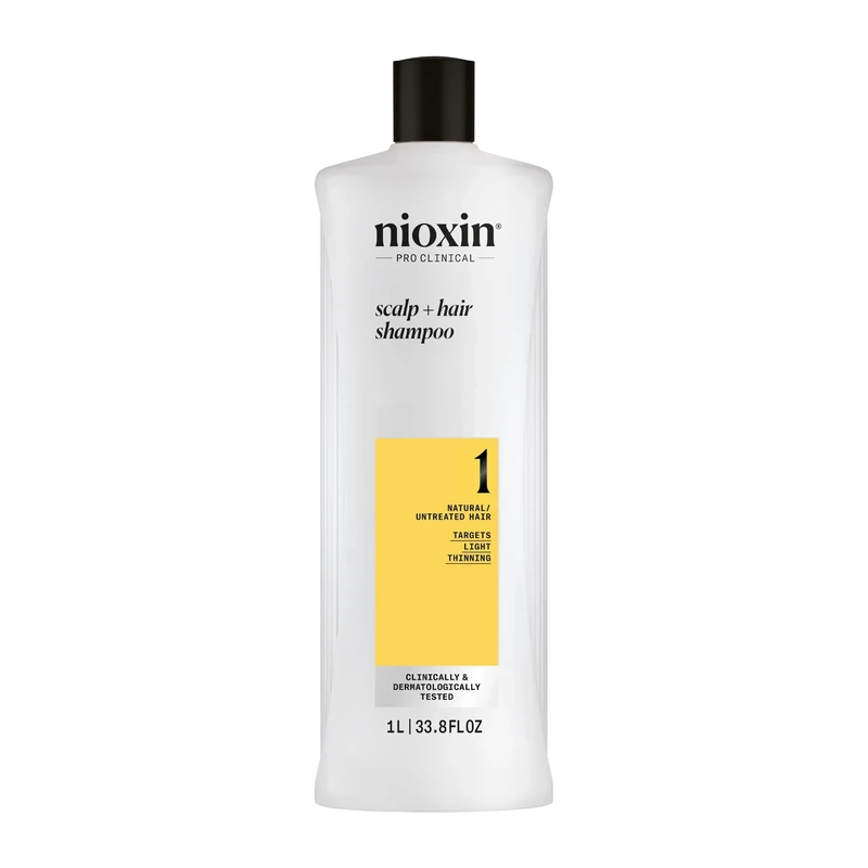 Nioxin System 1 Scalp + Hair Shampoo - Hair Thickening Shampoo For Natural Hair with Light Thinning - with Biotin & Niacinamide (1l)