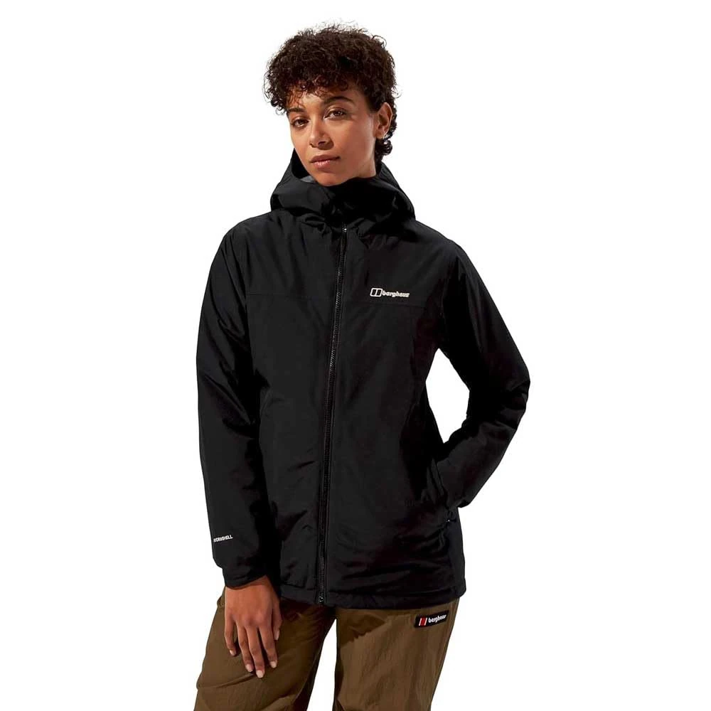 Berghaus Deluge Pro 3.0 Shell Rain Jacket | Breathable Coat | Durable | Waterproof | Adjustable Jacket, Black/Black, 18