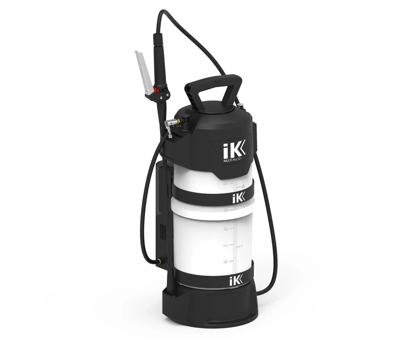 IK e Multi Pro 12 Sprayer - Acid Resistant - Included Compressor - Ideal for Cleaning and Disinfection - Made in Europe