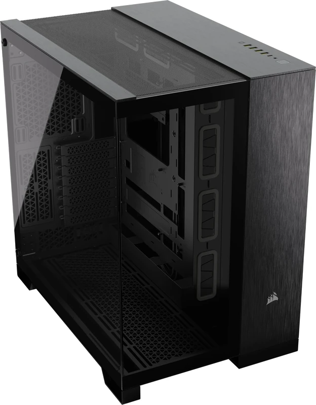 CORSAIR 6500X Mid-Tower ATX Dual Chamber PC Case – Panoramic Tempered Glass – Reverse Connection Motherboard Compatible – No Fans Included – Black/Obsidian Aluminium