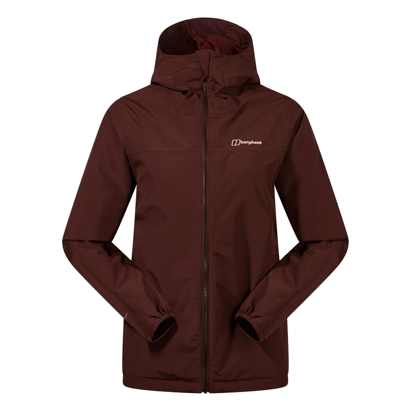 Berghaus Women's Deluge Pro Shell Rain Jacket | Durable | Breathable Coat, Insulated Cedar Brown, 18