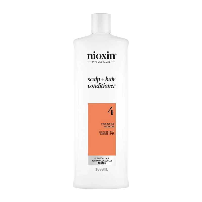 Nioxin System 4 Scalp + Hair Conditioner - Hair Thickening Conditioner for Coloured, Dry and Damaged Hair with Progressed Thinning - with Biotin and Niacinamide, 1L
