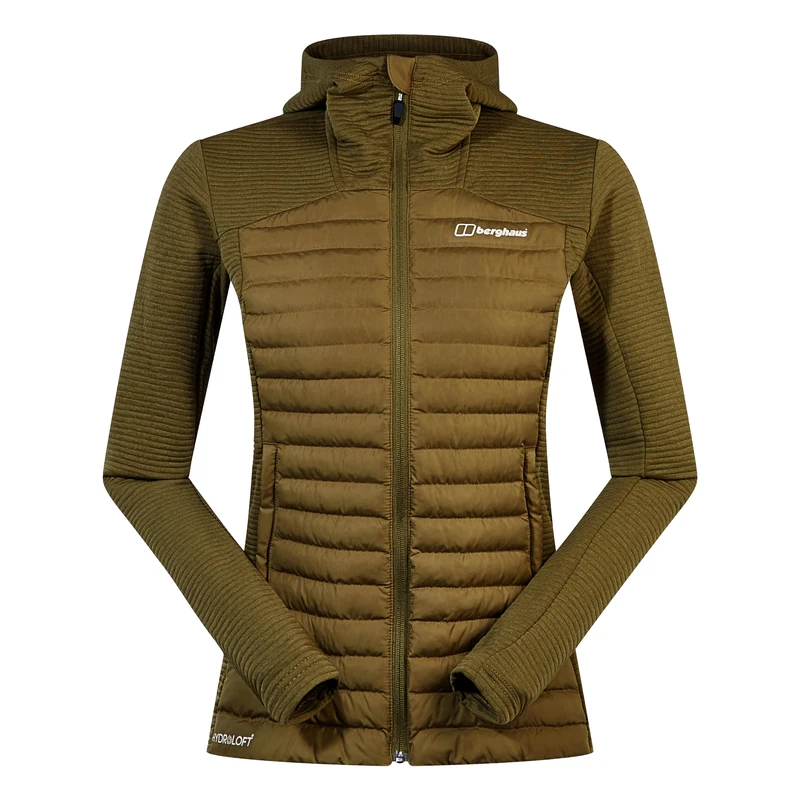 Berghaus Women's Nula Hybrid Synthetic Insulated Jacket | Durable Design | Water Resistant | Puffer Jacket, Oak Moss, 18