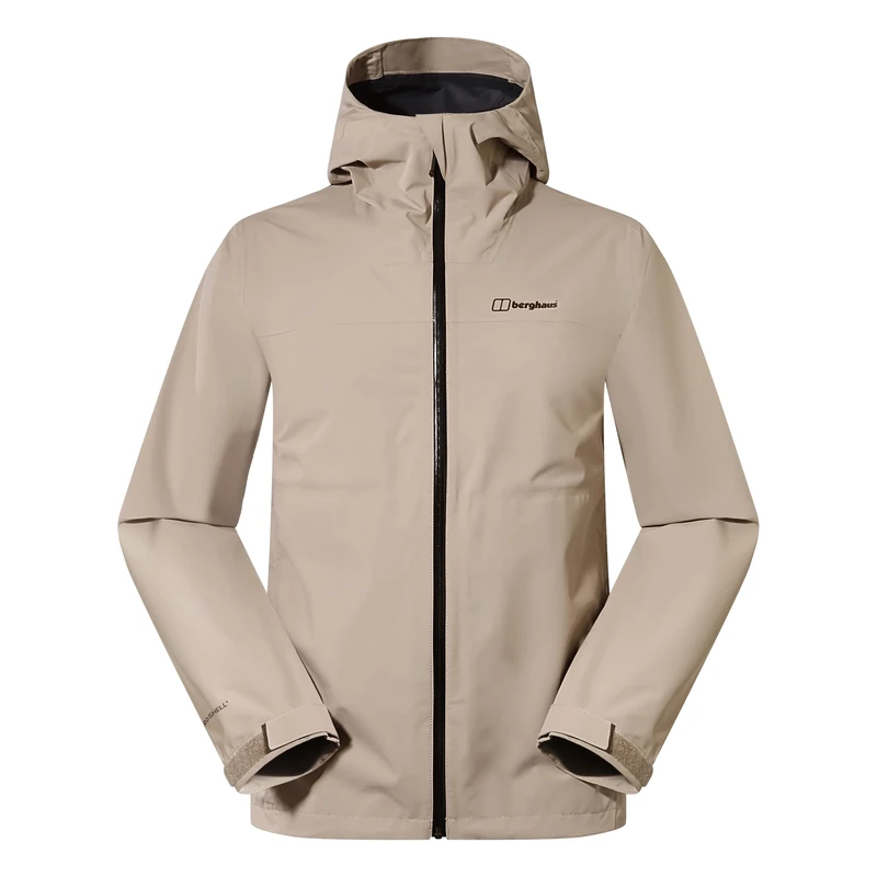 Berghaus Men's Arnaby Lightweight Stretch Waterproof Hooded Jacket, Taupe, XS