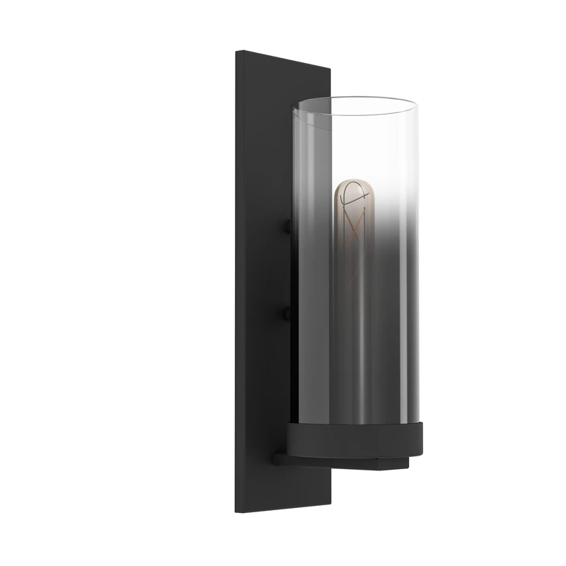 Eglo Wall Lamp Toothhill, Mounted Light Smoked Glass, Bedroom Metal Black and Glass Coated Black-Transparent, E27 Socket - Image 1