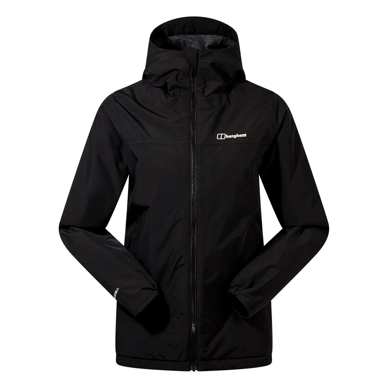 Berghaus Deluge Pro 3.0 Shell Rain Jacket | Breathable Coat | Durable | Waterproof | Adjustable Jacket, Black/Black, 20